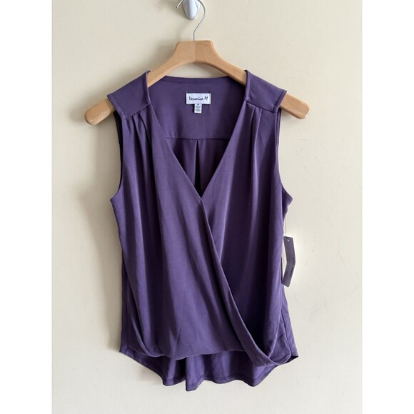 Veronica M Everyday Cupro Surplice Tank Modal Faux Wrap Size M Quail NWT RV$82 - Picture 1 of 6